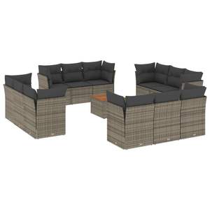 Grey And Brown Rattan Garden <b>Sofa</b> <b>Set</b> With Cushioned Seats Outdoor Furniture Contemporary Design - Product Image 2