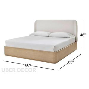 Cama de Plataforma Minimalista Personalizable OakGlide con Cabecera Tapizada 1000g, Fabricación Manual para Dormitorios Contemporáneos - Product Image 1