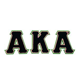 Parche de Chenilla Alpha Kappa Alpha Negro Verde Rosa, Aplique Bordado para Chaqueta Universitaria, Decoración de Ropa - Product Image 1
