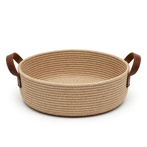 Panier de rangement pour fruits en jute écologique rond avec poignées, design multifonctionnel, style moderne naturel, exporté du Bangladesh - Product Image 6