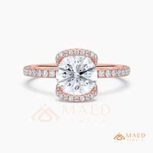 14K Rose Gold Cushion Cut Moissanite Halo Engagement Ring Luxury Bridal Jewelry Gift For Women USA Trend - Product Image 5