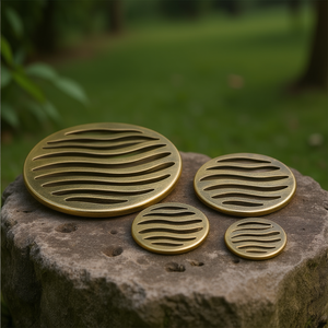 Ensemble de 4 disques muraux en laiton massif, découpés à la main, décorations métalliques antiques graduées, fabriquées à la main en Inde, 15, 12, 10, 8 cm - Product Image 3