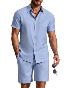 Le tissu est doux, extensible et respirant, idéal pour la peau. Ensemble deux pièces été homme/femme, short, idéal pour sortir. - Product Image 6