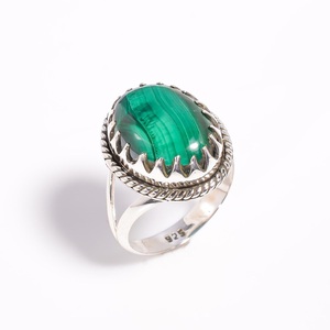Natural Malachite Gemstone 925 Sterling Silver <b>Men</b>’s <b>Ring</b> Handmade Green <b>Stone</b> Statement <b>Ring</b> Wholesale Jewelry - Product Image 1