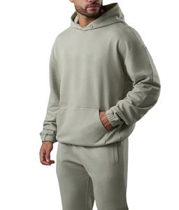 Ensemble de survêtement pour homme, coupe ample, épaules tombantes, imprimé personnalisé, sweat-shirt uni, poids lourd 500 g/m² - Product Image 1