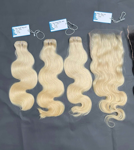 Top Trending Genius Weft Raw Vietnamita Trama de cabello humano para cierre de encaje suizo Natural ondulado 6x6 Paquetes de color de firma - Product Image 3