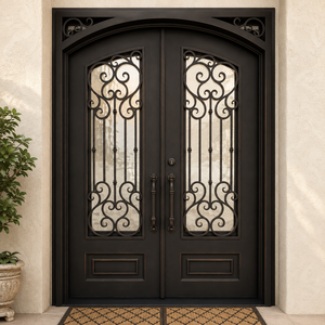 Porte d'entrée en fer forgé de luxe : Transformez votre entrée avec un design artisanal personnalisé et une durabilité exceptionnelle - Product Image 1