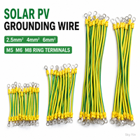 FYX Solar-PV-Erdungskabel 2,5mm² 4mm² 6mm² Gelb-Grün Kupfer-Verbindungskabel M5 M6 M8 Ringklemmen für Solarmodule