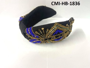 Dernier design personnalisé pour femmes, accessoire de mariée brodé à la main, bandeau, accessoires de mode avec techniques perlées - Product Image 3