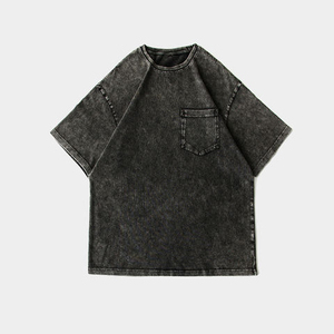 T-shirt homme coupe slim, style tendance, délavé à l'acide, prix abordable, manches courtes, personnalisable - Product Image 5