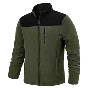 Chaqueta de Forro Polar Negra para Hombre, Cuello Alto, Cierre Completo, Manga Larga, Bolsillos con Cremallera, Cortavientos, Deportiva, para Exteriores - Product Image 6