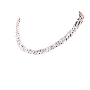 Collar de cadena de eslabones cubanos de diamante de dos filas de moissanita de 12 MM de dos tonos, joyería de estilo Hip Hop directa de fábrica a precio al por mayor - Product Image 1