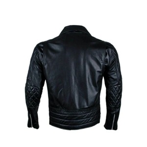 Brando Style Quilted Genuine <b>Sheepskin</b> Leather <b>Jacket</b> Men Biker Motorcycle <b>Jacket</b> - Product Image 3