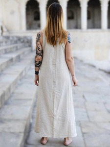 Handcrafted Khadi Cotton Halter Neck Maxi <b>Dress</b> Minimalist Eco-Friendly Sustainable Summer Resort Wear - Product Image 4