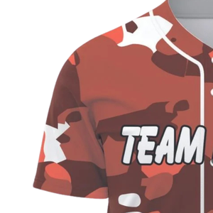 Camiseta de Béisbol Personalizada para Hombre, Color Naranja Camuflaje, con Botones, Uniforme Deportivo Transpirable para Equipo de Softbol, Camiseta Deportiva para Entrenamiento - Product Image 4