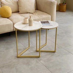 Contemporary Marble Top <b>Nesting</b> <b>Tables</b> <b>Set</b> with Gold Frame Elegant <b>Coffee</b> <b>Table</b> Furniture for Home Decor Cheap Price - Product Image 6
