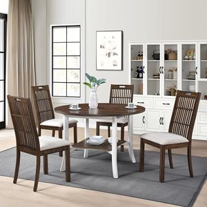 Modern <b>Farmhouse</b> Retro Design 45.7-inch <b>Round</b> <b>Dining</b> <b>Table</b> with 30-inch Shelf Height - Product Image 5