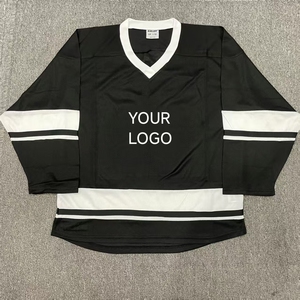 Maillot de hockey sur glace personnalisé bleu clair pour impression sublimée blanche sur le devant, manches longues, col rond, adulte unisexe, respirant - Product Image 4