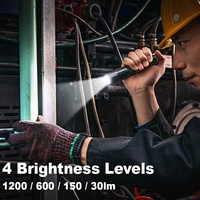 Linterna LED Negra Recargable por USB de Aluminio, 2700 Lúmenes