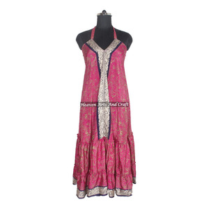 Nuevo Vestido de Seda Sari para Mujer, Compra en Línea Directamente del Fabricante, Vestido de Noche Elegante sin Mangas para Damas - Product Image 1