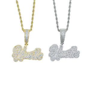 Mens Hip Hop Micro Pave CZ Hustle Pendant Necklace <b>Iced</b> <b>Out</b> Letter Word Charm Bling <b>Chain</b> Streetwear Fashion Jewelry Accessories - Product Image 6
