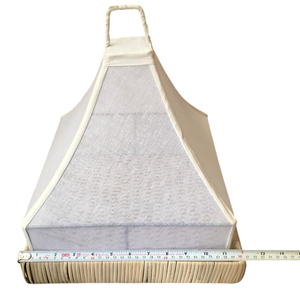 Plateau de service en rotin naturel tissé à la main avec couvercle en filet rétractable, écologique, pour chocolats et desserts, pour intérieur et extérieur - Product Image 2