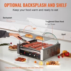 1650W fornello per Hot Dog commerciale doppio controllo Temp 30 capacità in acciaio inox griglia cappa in vetro copertura in acrilico panino - Product Image 4