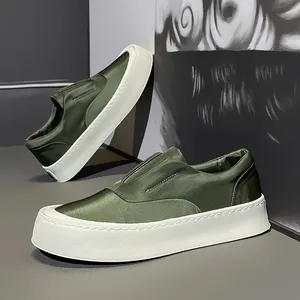 Mocasines verdes de verano para hombre, zapatos informales sin cordones, cómodos y transpirables, zapatillas de plataforma antideslizantes originales para hombre - Product Image 3