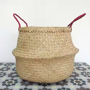 Cesta de Almacenamiento Ecológica de Ratán Natural con Asa, Diseño Circular Moderno para Uso en Hoteles y Ropa. Maceta - Product Image 3