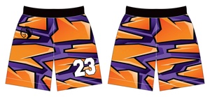 Ensemble d'uniformes de basketball personnalisés, imprimé géométrique orange et violet, sublimé, séchage rapide, maillot et short unisexe pour adultes - Product Image 4