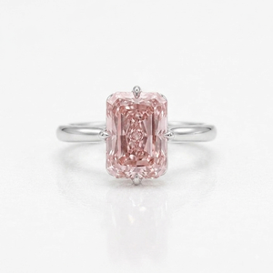 แหวนหมั้นคลาสสิกประดับเพชรแล็บโกรว์สีชมพูทรงเรเดียนท์คัท 18K ทองคำขาวสำหรับผู้หญิงจาก LILABA ENTERPRISE ได้รับการรับรองจาก IGI - Product Image 1