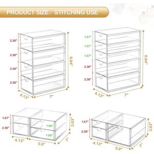Organizzatore per Trucchi a 16 Cassetti, Set da 4 Pezzi, Organizzatore da Scrivania Trasparente per Ufficio con Contenitore Antipolvere per Accessori - Product Image 2