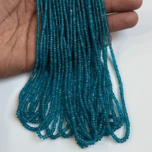 Perles d'apatite néon naturelle en forme de rondelle, vente en gros, 3 mm, 4 mm, facettées, pierres précieuses bleues, pour la fabrication de bijoux - Product Image 6