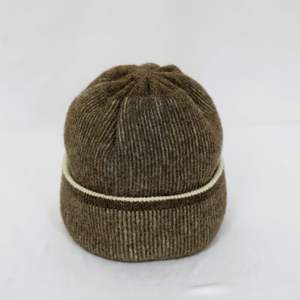 Premium Double-Layer Mongolian <b>Wool</b> <b>Beanie</b> | Mid Brown & White Extra Warm Winter Hat | Hypoallergenic Breathable Soft Knit Cap - Product Image 2