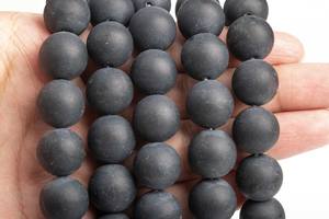 ลูกปัดหินอาเกตแท้ธรรมชาติ สีดำด้าน รูปทรงกลม สำหรับทำเครื่องประดับ สร้อยข้อมือ งานฝีมือ DIY - Product Image 2
