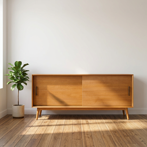 Aparador de Madera de Estilo Moderno de Mediados de Siglo con Puertas Corredizas, Mueble de Almacenamiento de 2 Compartimentos - Product Image 5