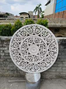 Panneau mural suspendu, panneau en bois, Jali décoratif mural, art mural sculpté à la main, décoration pour la maison, le salon, la chambre, le bureau - Product Image 2