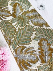 Chemin de table perlé fait main, motif rayé uni, multicolore, polyester/coton, pour hôtel et maison, décoratif, Rachita Shahi Choudhary - Product Image 4