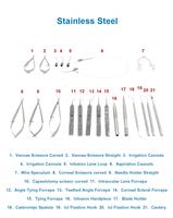Kit de chirurgie oculaire mineure pour cataracte en acier inoxydable, 21 pièces