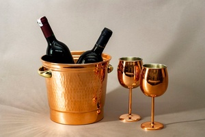 copper <b>goblet</b> soft finish copper <b>wine</b> glass elegant brushed copper <b>goblet</b> modern brushed copper glass thick wall copper <b>wine</b> - Product Image 6