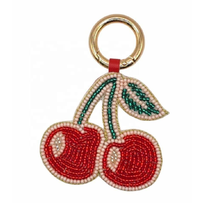 Handmade Glass Beaded Peach Keychain <b>Bag</b> <b>Charm</b> 6x6cm Decorative for <b>Bags</b> Backpacks & Purse-Girls Gift BY MULTI CRAFT - Product Image 1