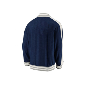 Blouson d'hiver pour homme grande taille style universitaire en cuir véritable et tissu de laine, col montant, respirant et séchage rapide - Product Image 2
