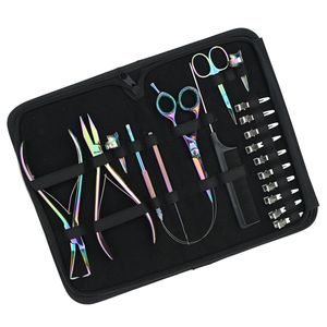 Kit d'accessoires pour extensions capillaires de salon : Coupe-keratine, Pince à micro-perles, Pince à boucles, Pince à extensions adhésives, Peigne, Clip de sectionnement - Product Image 1