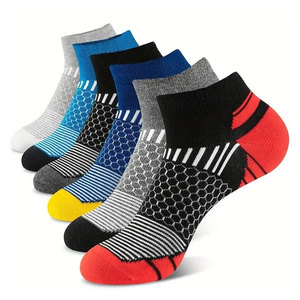 Multi Colored Six Pair Pack Short Athletic Sport Footwear Breathable Comfortable Everyday Training Running Gym Casual Low Cut - Product Image 1