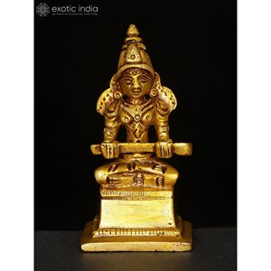 Petite statue d'Annapurna Devi de 2 pouces en laiton fabriquée à la main en Inde - Product Image 2