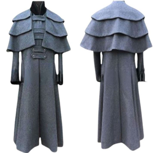 Layered Cape Long <b>Coat</b> Gothic Steampunk Pirate Costume Reproduction <b>Mens</b> Vintage Gray Wool Coachmans Cape 1950s 1960s - Product Image 3