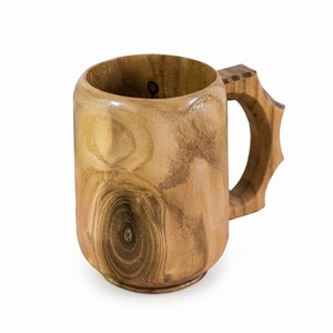Wholesale Handmade Wooden Beer <b>Mug</b> Viking Style Tankard <b>Large</b> Natural Wood Drinking Cup with Handle Custom Logo - Product Image 3