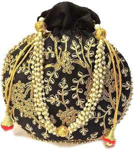 Handmade Silk Embroidery Crafts Round Purse With Pearl Beading Flower Pattern <b>Wedding</b> <b>Gift</b> <b>Bag</b> - Product Image 2