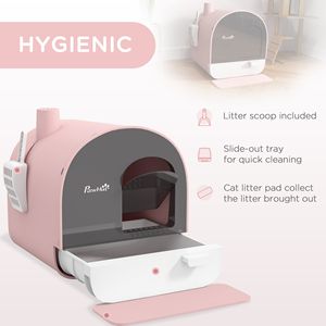 Bac à litière rose pour chat avec couvercle et pelle filtrante – Accessoire premium pour le confort félin - Product Image 3