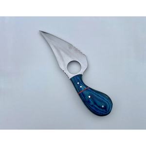 Couteau de poche industriel artisanal à lame pleine, lame en acier Damas, manche en bois de cerf et bois, étui en cuir, ZR Knives MH.70, haute qualité - Product Image 4